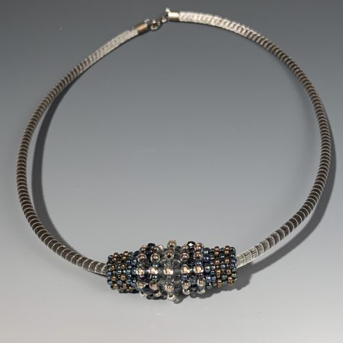 Beaded Barrel Pendant on Woven Cable - Image 4