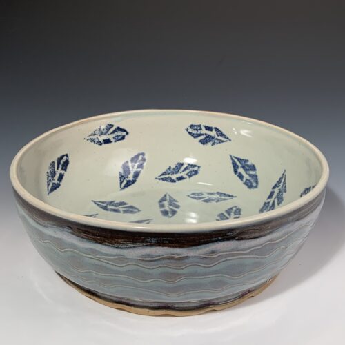 Blue Leaf Serving Bowl