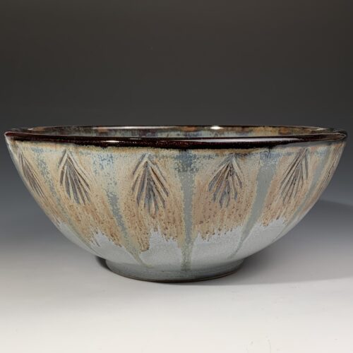 Large Peacock Blue Serving Bowl - Image 4