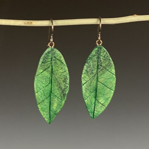 Long Green Leaf Earrings