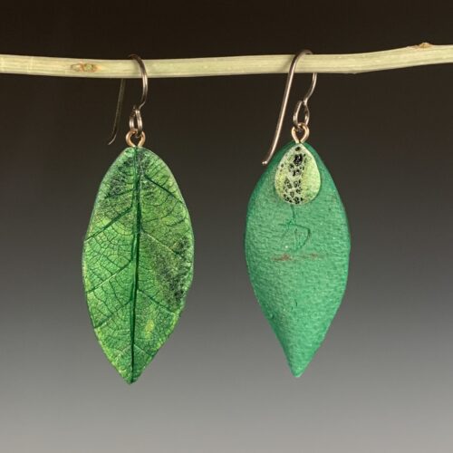 Long Green Leaf Earrings - Image 3