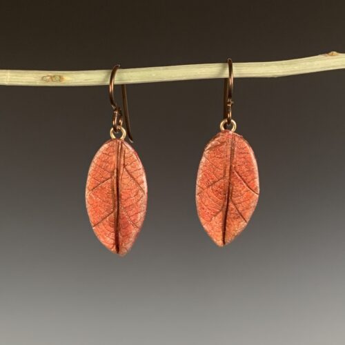 Small Rust Colored Leaf Earrings