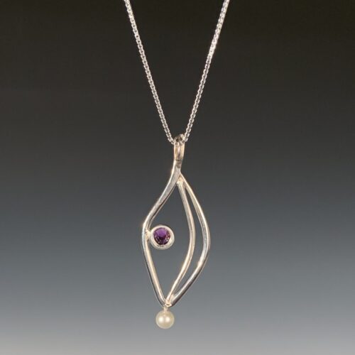 Sterling, Amethyst and Pearl Pendant - Image 3