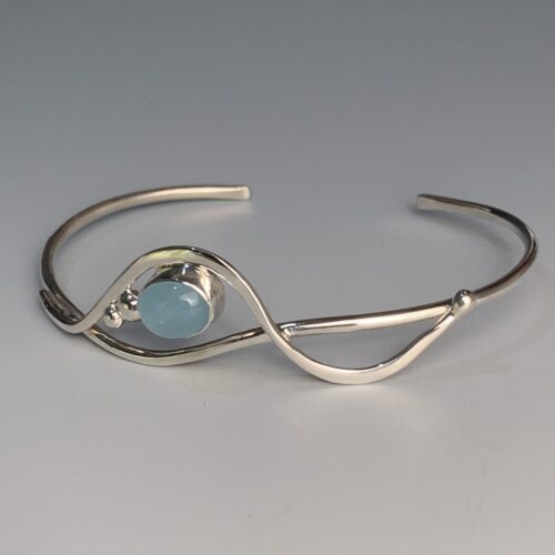 Sterling Silver and Aquamarine Cuff - Image 4