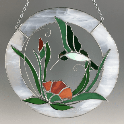 Hummingbird & Flower Stained Glass