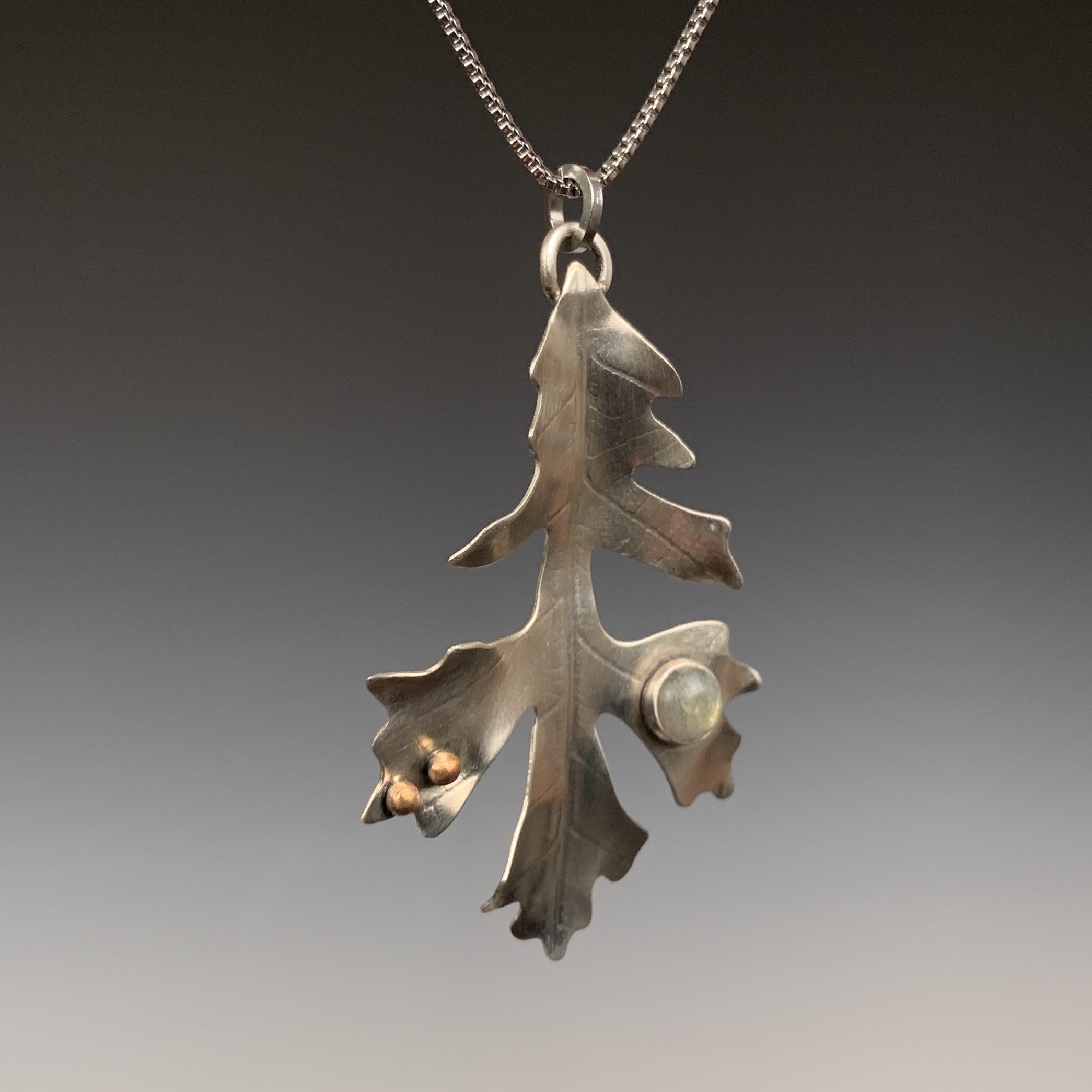 Oak Leaf Pendant with Gray Moonstone - Image 2