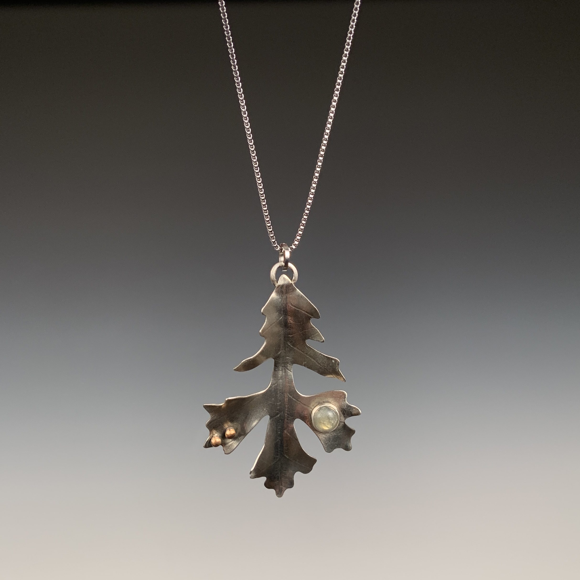 Oak Leaf Pendant with Gray Moonstone - Image 3
