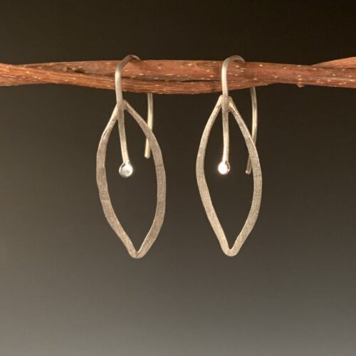 Brushed Sterling Silver Leaf Earrings