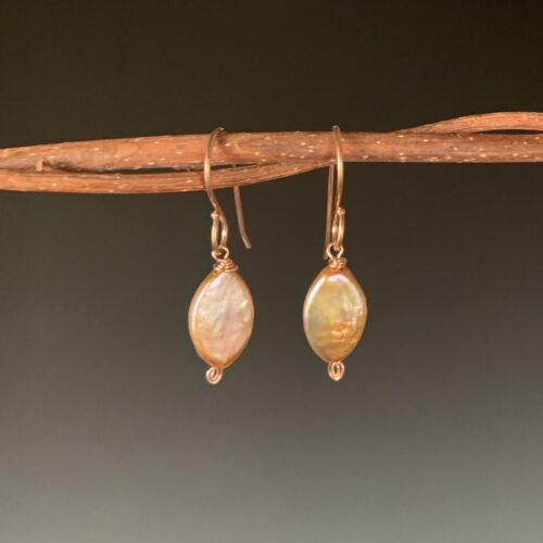 Rose Gold Earrings with Coin Pearl
