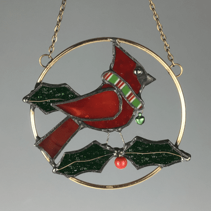 Small Stained Glass Cardinal