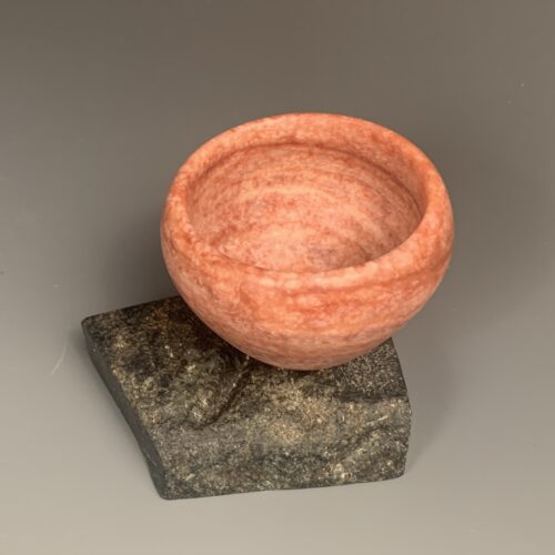 Raspberry Alabaster Bowl on Black Base - Image 2