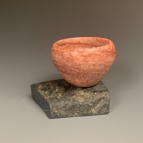 Raspberry Alabaster Bowl on Black Base