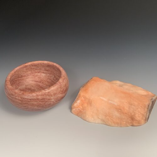 Raspberry Alabaster Bowl on Peach Base - Image 3