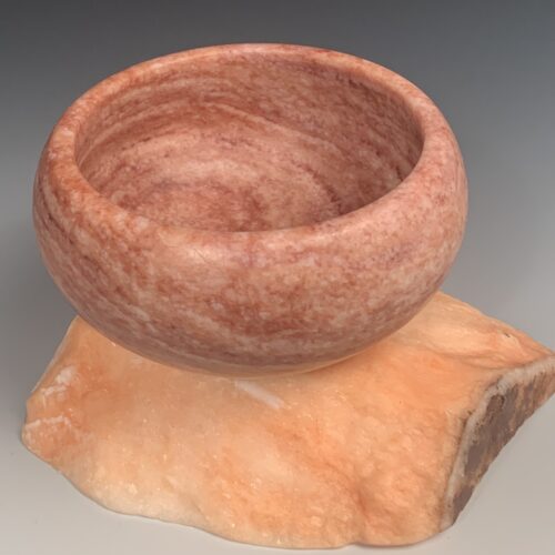 Raspberry Alabaster Bowl on Peach Base - Image 2