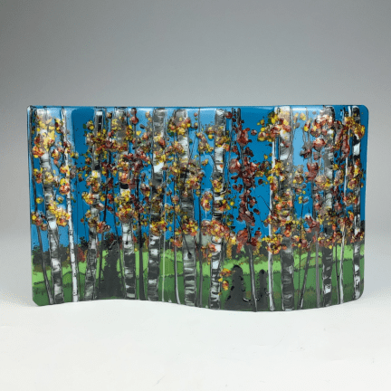 Fall Birch Fused Glass Wave