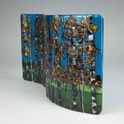 Alternative view of Fall Birch Fused Glass Wave