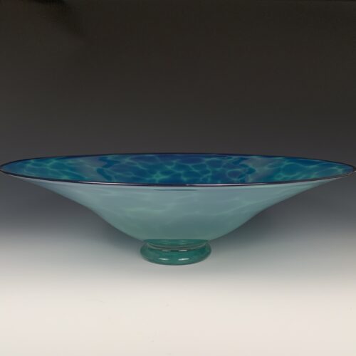 Large Turquoise Handblown Glass Bowl - Image 6