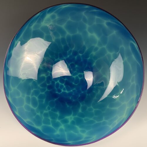 Large Turquoise Handblown Glass Bowl - Image 3
