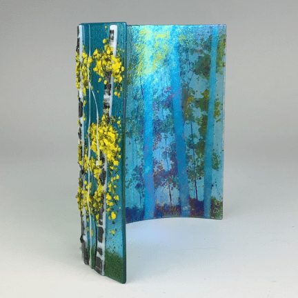 Alternative view of Fall Glass Birches Candle Shield