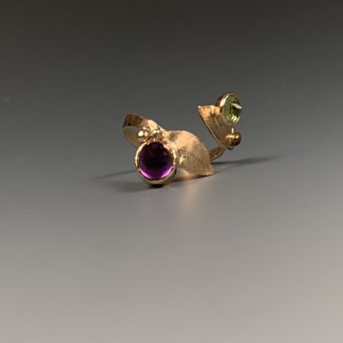14K Gold Ring with Amethyst and Peridot