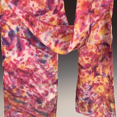 Ice-Dyed Silk Scarf - Raspberry Tones
