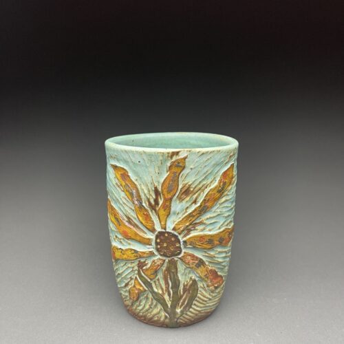 Carved Flower Sgraffito Mug