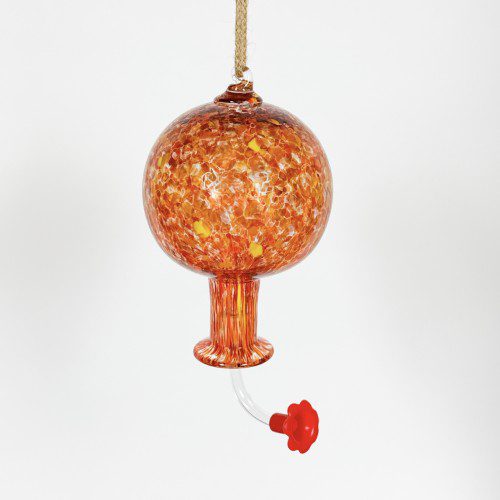 Hand Blown Glass Hummingbird Feeder