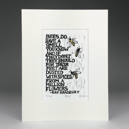 "Bees" Matted Woodblock Print