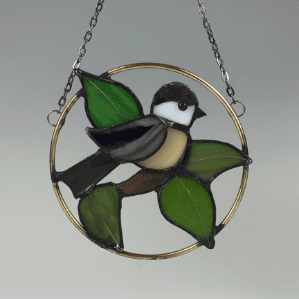 Stained Glass Chickadee Hoop
