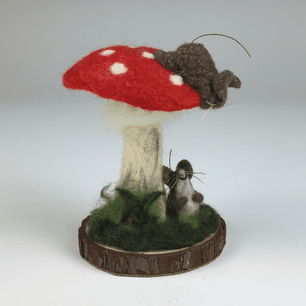 Felted "Fungi Mice" Figurine