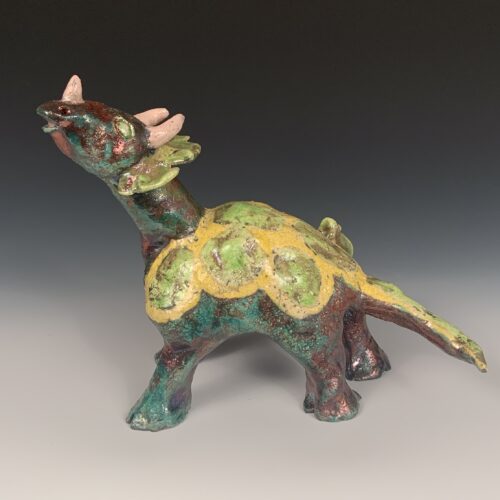 Raku Dinosaur with Frog