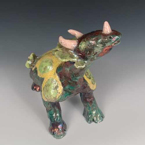 Raku Dinosaur with Frog - Image 3