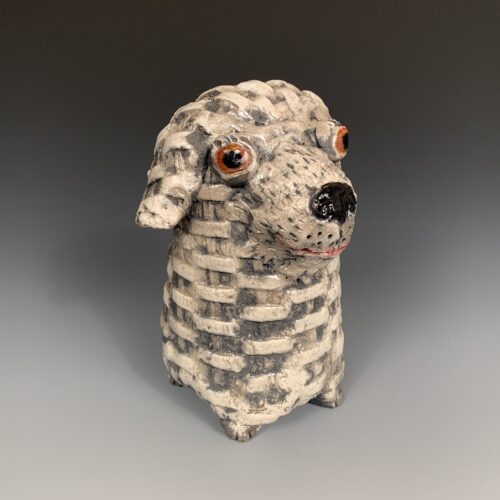 White Raku Dog Sculpture