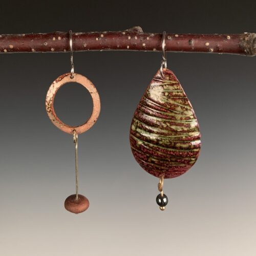 Sculptural Enameled Copper Earrings