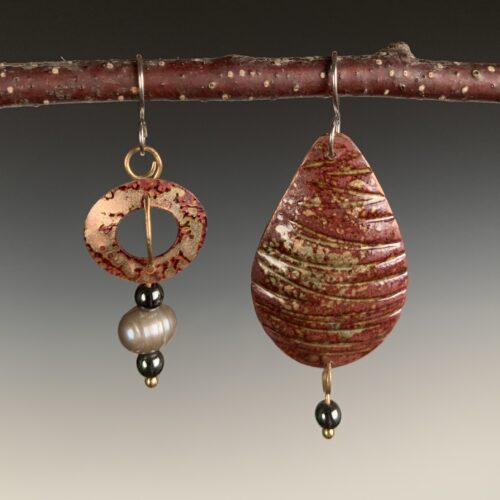 Sculptural Enameled Copper Earrings