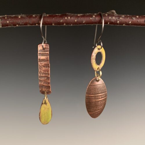 Sculptural Copper & Enamel Earrings