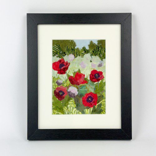 Poppy Flower Garden Textile Collage