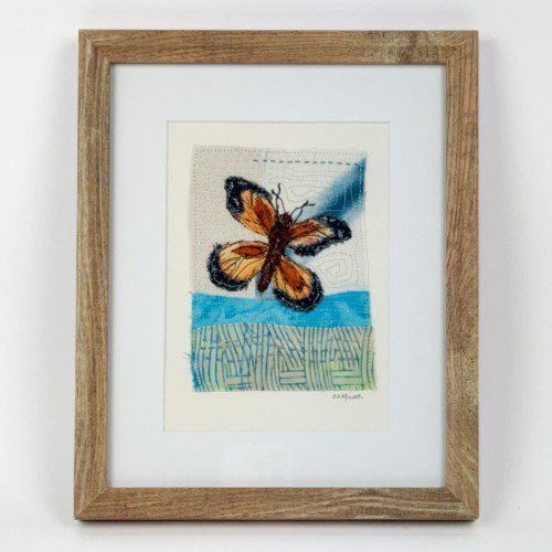 Monarch Butterfly Textile Collage