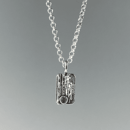 Birch Trees Pendant with Blue Topaz