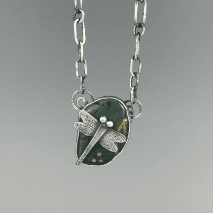 Iron Furnace Slag Dragonfly Necklace