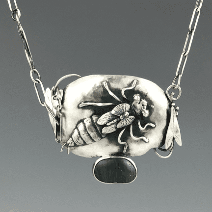 Iron Furnace Slag Dragonfly Necklace