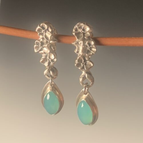 Aqua Chalcedony & Flower Earrings - Image 3