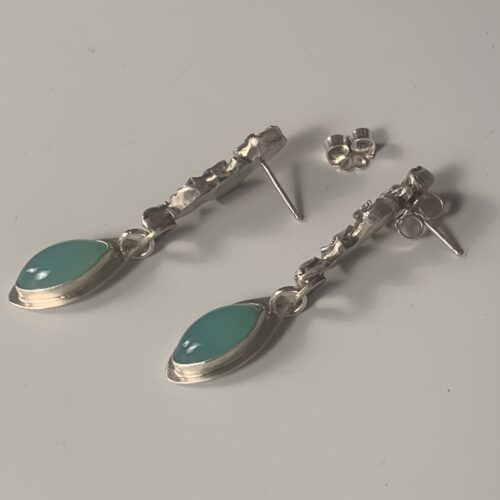 Aqua Chalcedony & Flower Earrings - Image 4