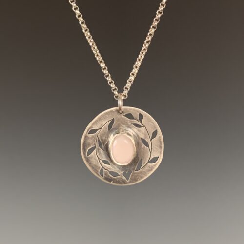 Branch Necklace with Pink Opal Cabochon