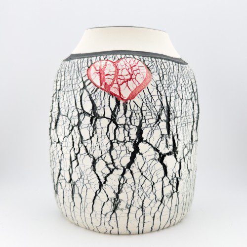 Large Crackled Heart Vase