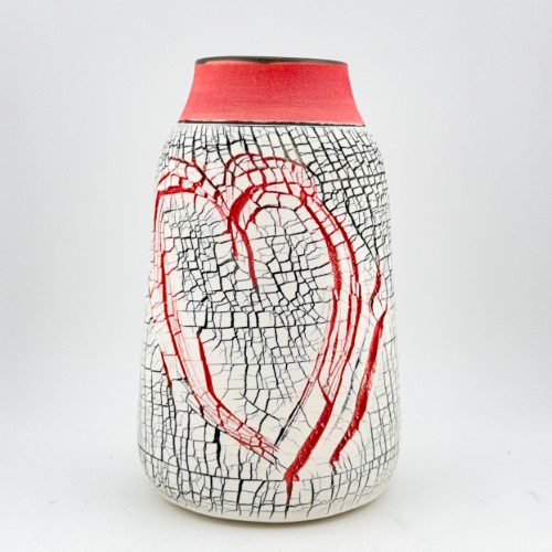 Crackled Heart Vase