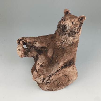 Laughing Bear Clay Sculpture