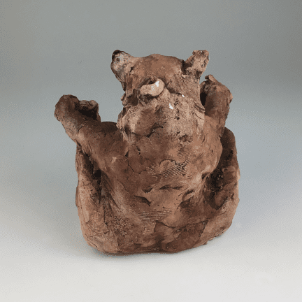 Laughing Bear Clay Sculpture - Image 4
