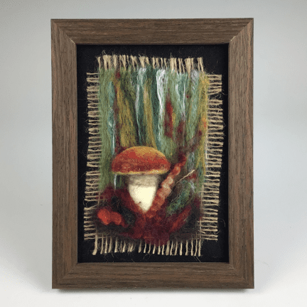 Framed "Woodland Mushroom" Felted Wall Art