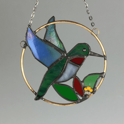 Stained Glass Hummingbird Hoop